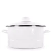 Golden Rabbit Enamelware 6 qt. Porcelain-Coated Steel Stock Pot in Solid White with Glass Lid