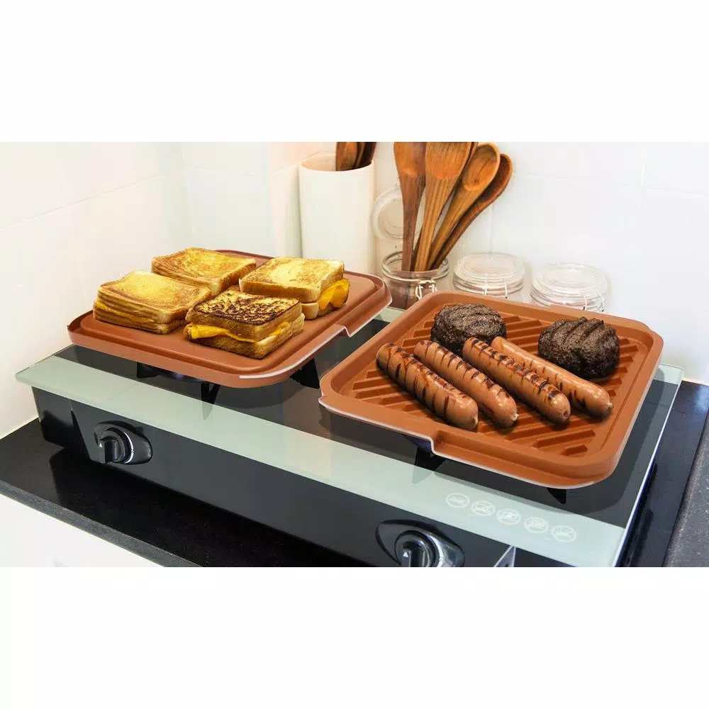 Gotham Steel 12 in. x 11 in. Aluminum Ti-Ceramic Non-Stick Square Reversible Double Grill