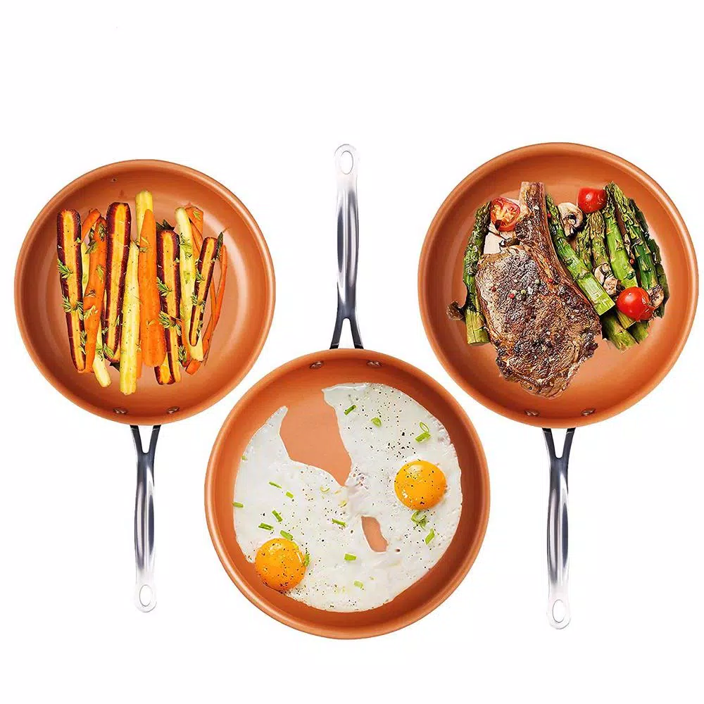 Gotham Steel 3 Piece Non-Stick Ti-Ceramic Round Fry Pan Set
