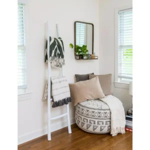 3R Studios Cream with Grey Stripes and Tassels Cotton Woven Throw Blanket