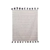 3R Studios Cream with Grey Stripes and Tassels Cotton Woven Throw Blanket
