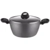 AMERCOOK Lava Stone 5 qt. Aluminum Nonstick Casserole Dish in Gray with Glass Lid