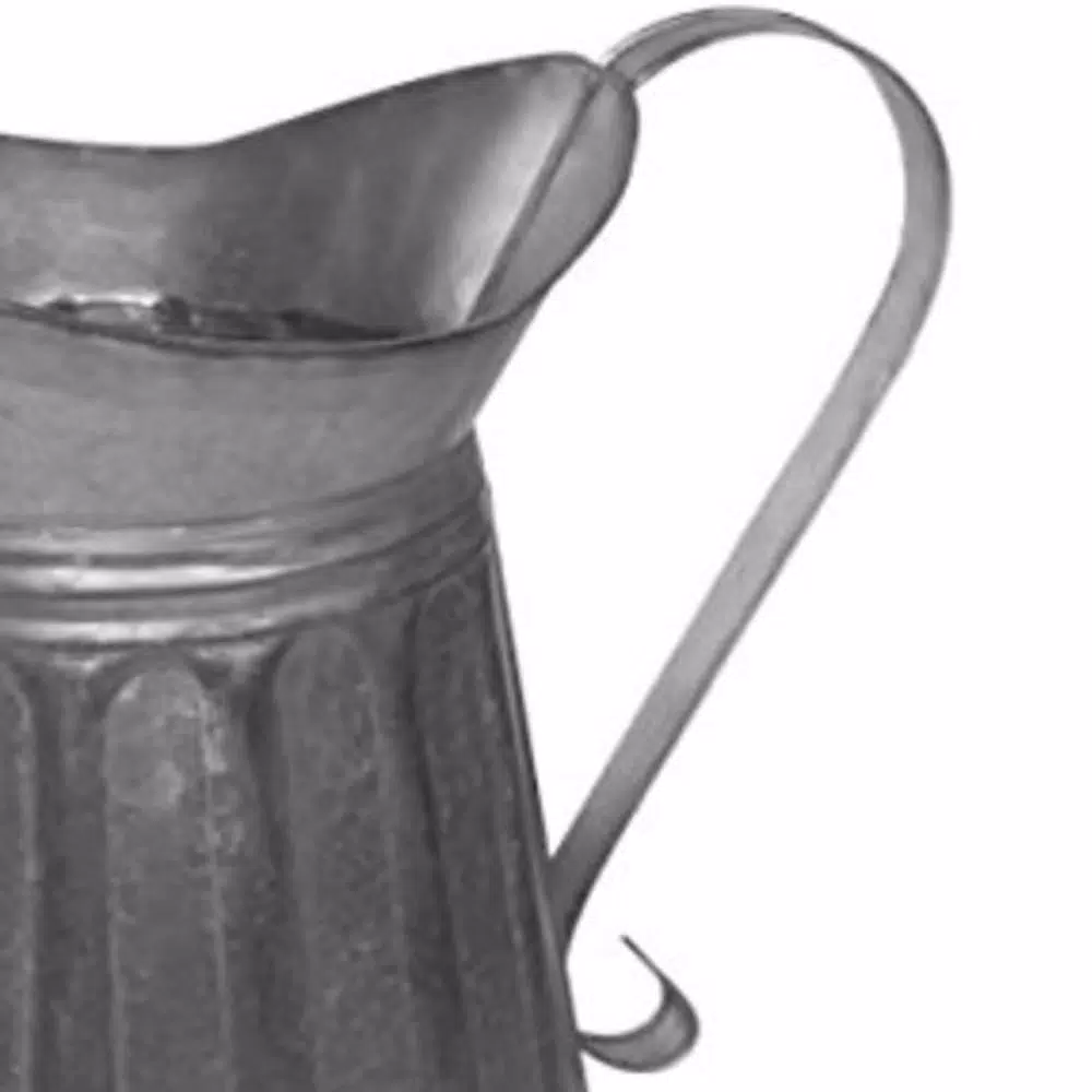 Benzara Vintage Style Gray Galvanized Metal Milk Pitcher