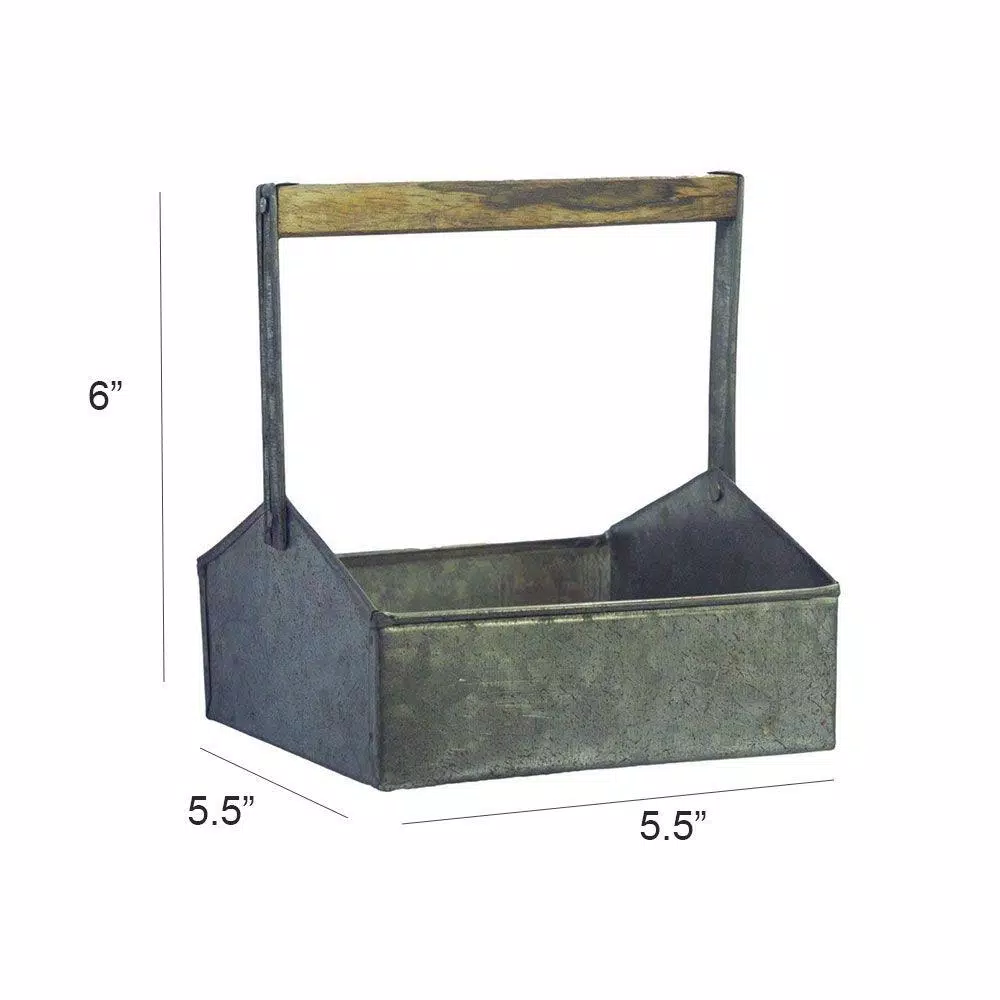 Benzara Gray Galvanized Metal Beverage Napkin Caddy Organizer