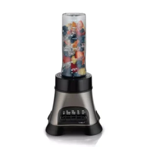 Hamilton Beach Wave Crusher 40 oz. 4-Speed Gray Blender with Blend-in Travel Jar