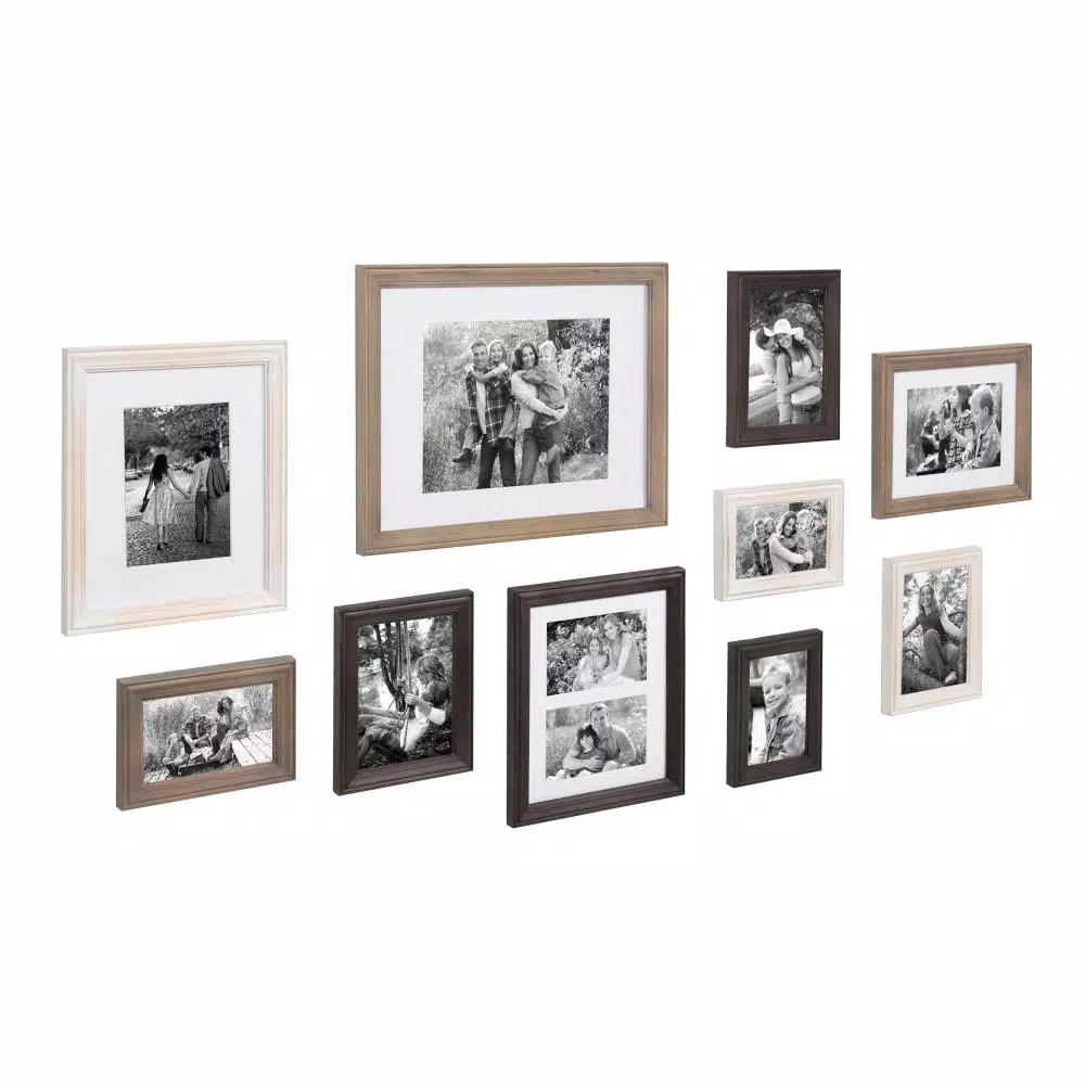 Kate and Laurel Bordeaux Multicolored Brown, White, and Gray Picture Frame (Set of 10)