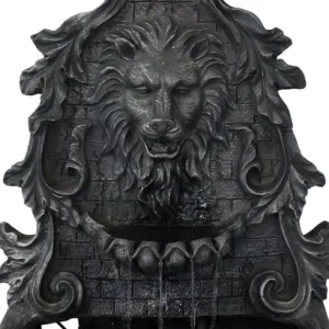 Sunnydaze Decor 30 in. Stoic Courage Lion Head Solar Wall Fountain - Battery Backup