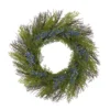 Nearly Natural 21 in. Cedar with Blue Berries Artificial Wreath