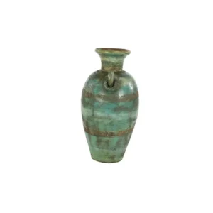 LITTON LANE Distressed Green, Black, and Yellow Terracotta Amphora Decorative Vase