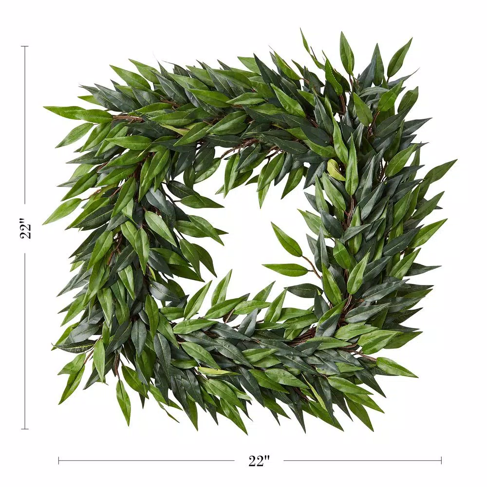 Pure Garden 22 in. Square Artificial Ficus Microphylla Leaf Wreath