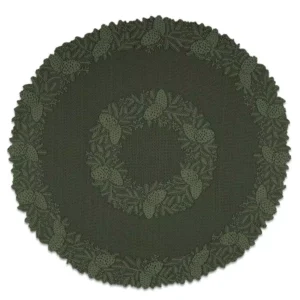 Heritage Lace Highland Pine 42 in. W x 42 in. L Aspen Green Floral Polyester Round Table Topper