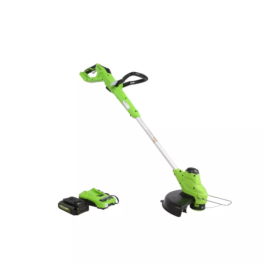 Greenworks 11 in. 24-Volt Battery Cordless TORQDRIVE String Trimmer with 2.0 Ah USB Battery and Charger Included ST24B214