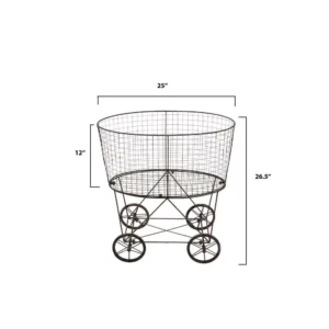 3R Studios Vintage Metal Basket with Wheels