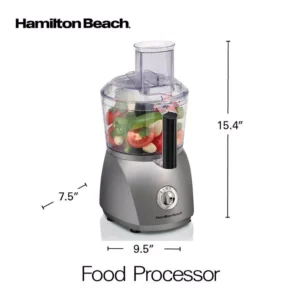 Hamilton Beach 10-Cup 3-Speed Grey Food Processor with 6 Functions