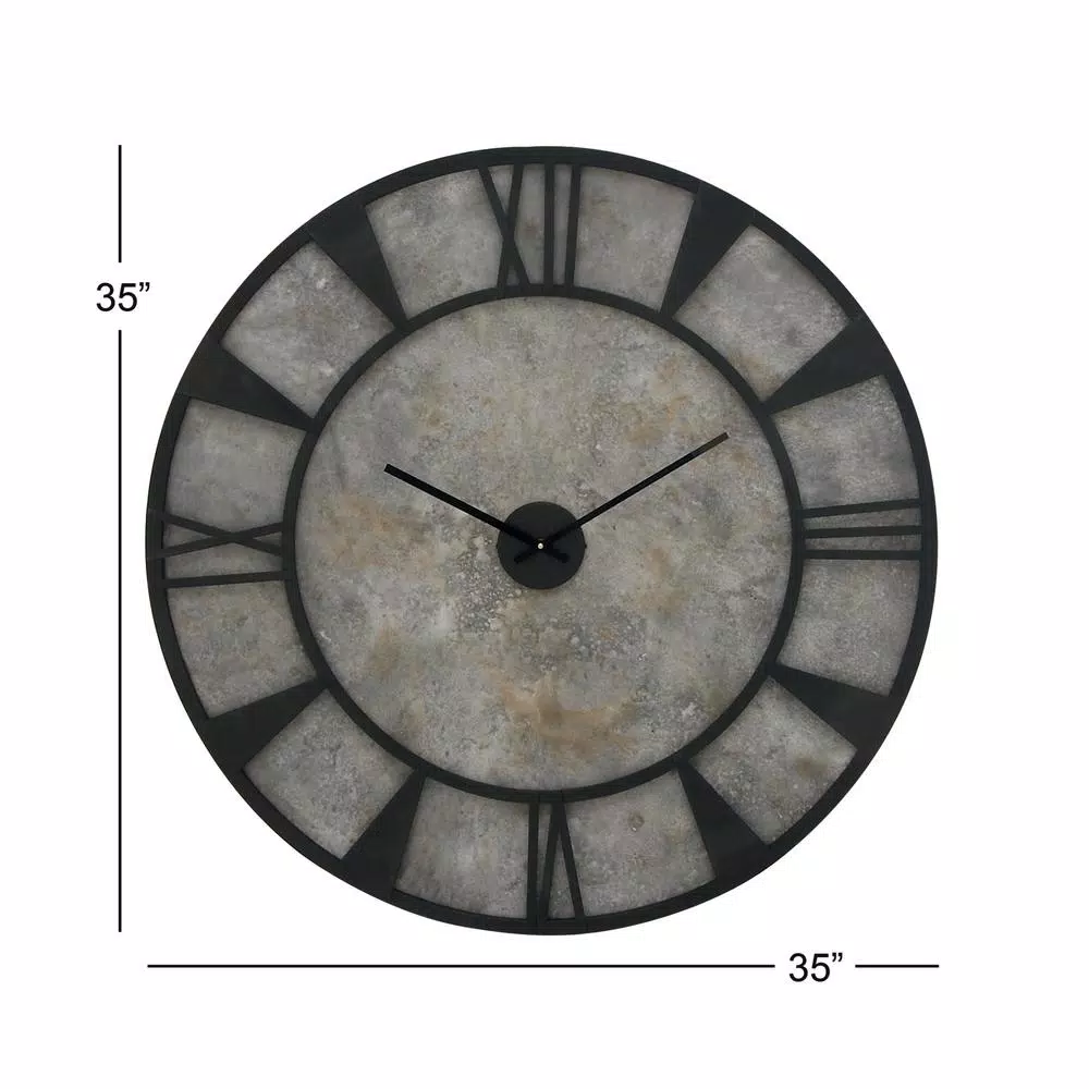 LITTON LANE 35 in. x 35 in. Modern Iron and Wood Wall Clock
