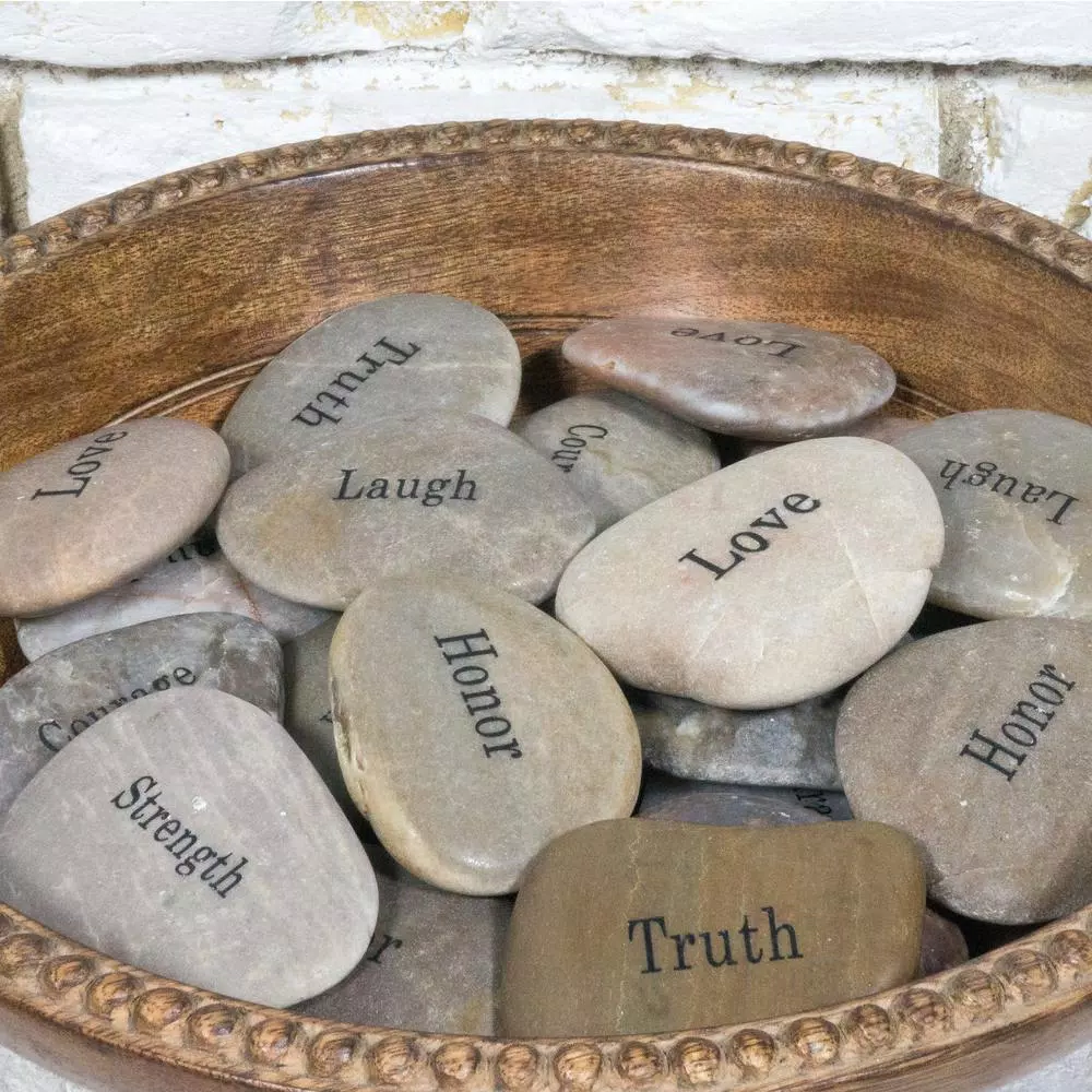 Stonebriar Collection Inspirational Engraved Natural River Stones (Set of 25)