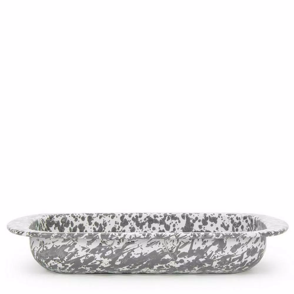 Golden Rabbit Grey Swirl 4.5 qt. Enamelware Baking Pan