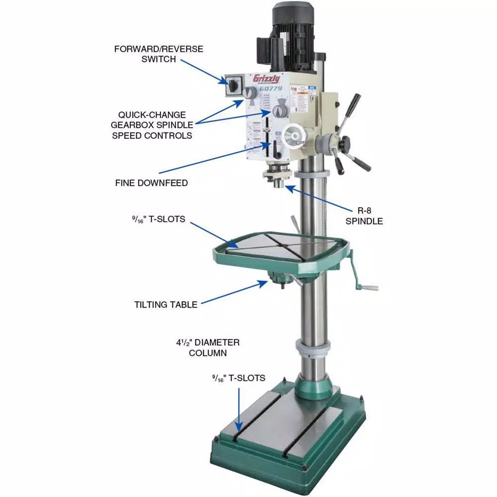 Grizzly Industrial Heavy-Duty Floor Model Gearhead Drill Press