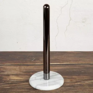 Creative Home 2-Tone Paper Towel Holder with Gunmetal Metal Pole Natural Marble Base 5-1/2 in. Dia x 12 in. H