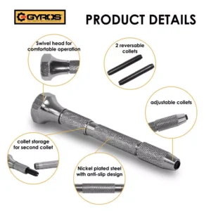 Gyros Swivel Head Pin Vise with 2 Collets