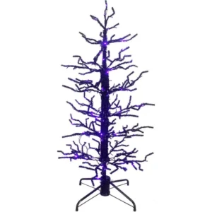 Haunted Hill Farm 60 in. Animated Halloween Twisted Tree with Moving Branches and Purple LED Lights