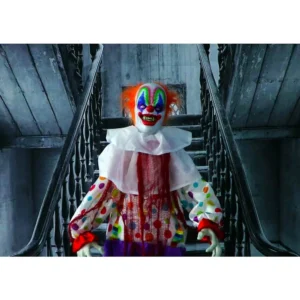 Haunted Hill Farm 5.5 ft. Animatronic Scary Talking Clown Halloween Prop