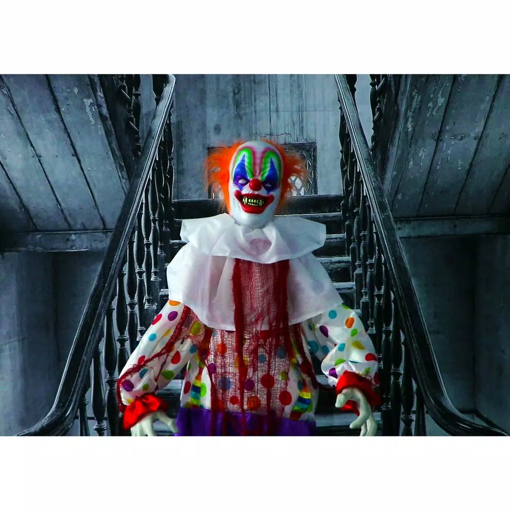 Haunted Hill Farm 5.5 ft. Animatronic Scary Talking Clown Halloween Prop