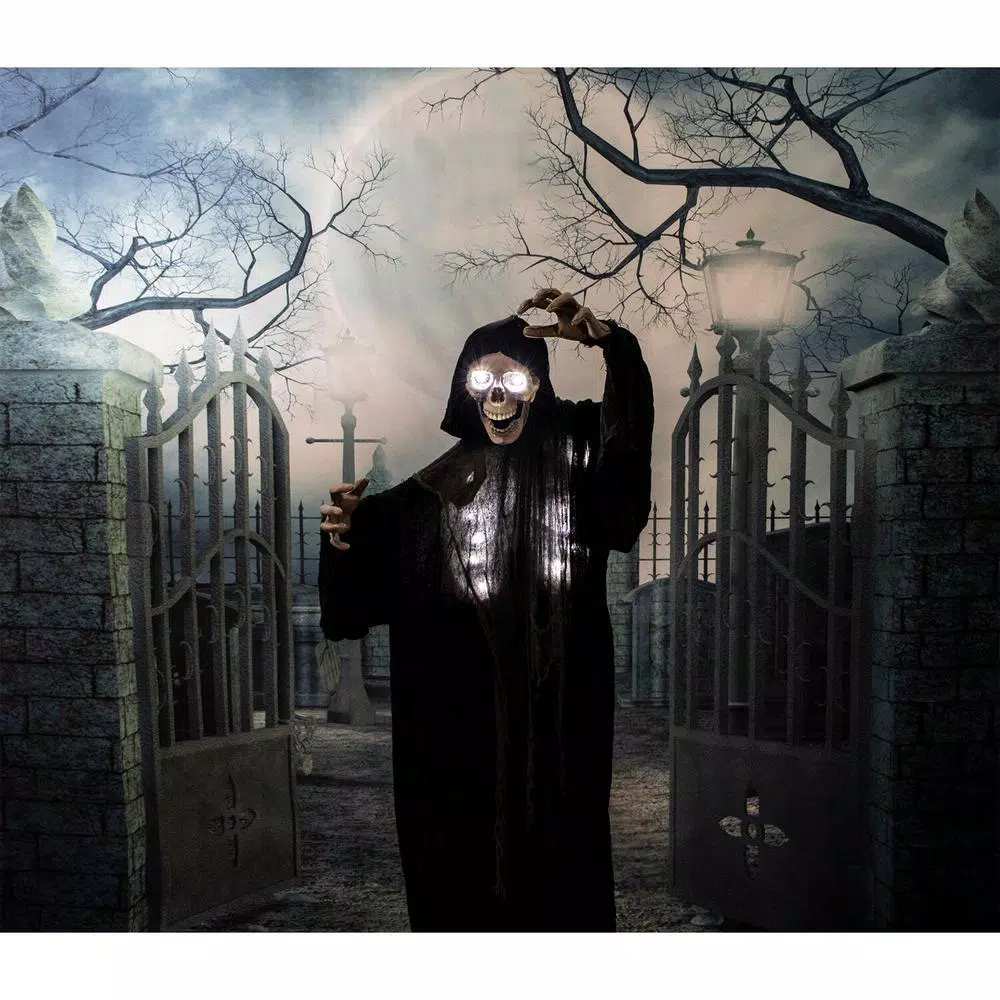 Haunted Hill Farm 5 ft. Animatronic Grim Reaper Halloween Prop