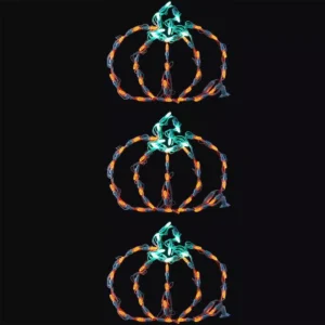 Haunted Hill Farm Mini Pumpkins Indoor/Outdoor LED Halloween Window Lights (Set of 3)