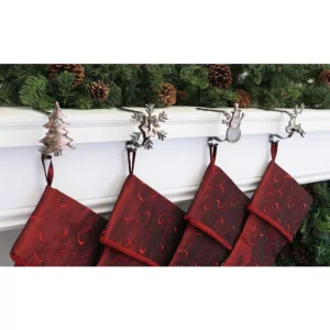 Haute Decor Oil-Rubbed Bronze MantleClip Stocking Holder with Assorted Holiday Icons (4-Pack)