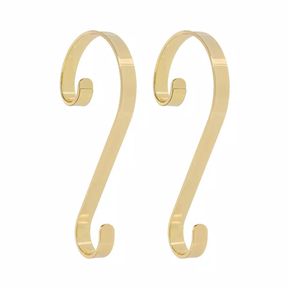 Haute Decor Brass Stocking Scroll Stocking Holder (2-Pack)