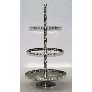 Heim Concept 3-Tier Cake Std, Nip with Chatons H: 31-3/4 in. (Plates Dia. 12 in./14 in./16 in.)