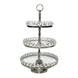 Heim Concept 20 in. H 3-Tier Glastainless Steel/Nip Stand Detachable Crystal Border (Plates 8/10/12 in.)
