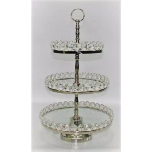 Heim Concept 20 in. H 3-Tier Glastainless Steel/Nip Stand Detachable Crystal Border (Plates 8/10/12 in.)