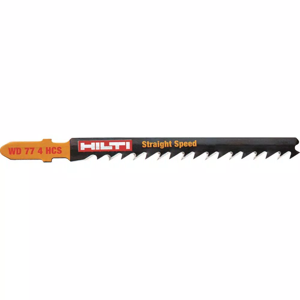 Hilti 3 in. 6 TPI WD 77 4 High Carbon Steel T-Shank Premium Jig Saw Blade for Cutting Wood Up to 50 mm Thick (5-Pack)