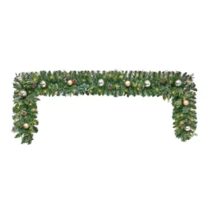 Home Accents Holiday 9 ft. St. Germain Battery Operated Mixed Pine LED Pre-Lit Christmas Garland with Timer