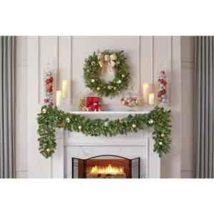 Home Accents Holiday 9 ft. St. Germain Battery Operated Mixed Pine LED Pre-Lit Christmas Garland with Timer
