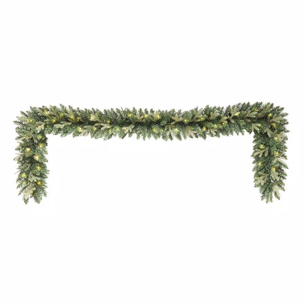 Home Accents Holiday 9 ft. Mayfield Pre-lit LED Artificial Garland with 50 Warm White Micro Dot Lights