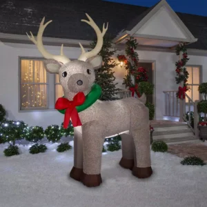 Home Accents Holiday 11 ft. Pre-Lit Giant Airblown Inflatable Fuzzy Reindeer