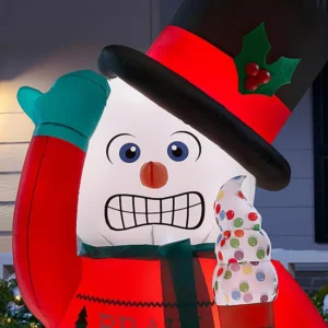 Home Accents Holiday 6 ft. Animated Inflatable Shivering Snowman with Ugly Sweater