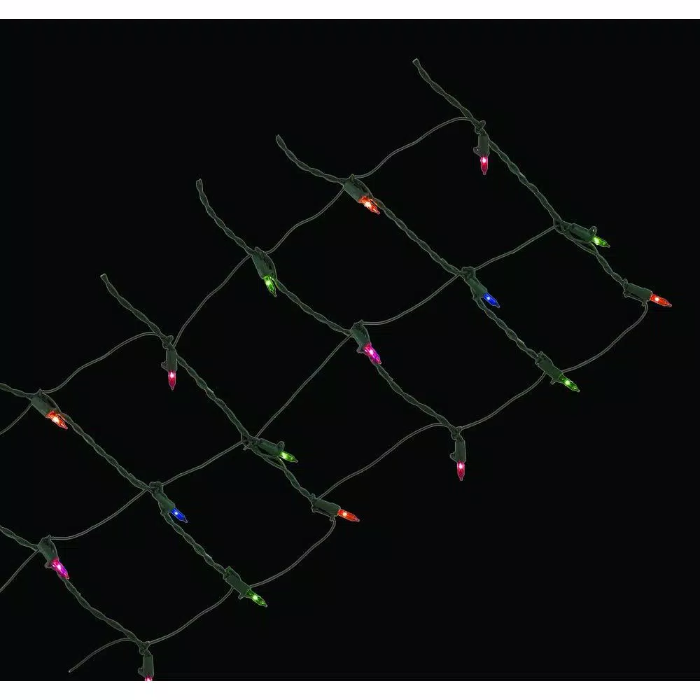 Home Accents Holiday 36 in. x 48 in. 50-Light Solar LED Multi-Color Net Light Set