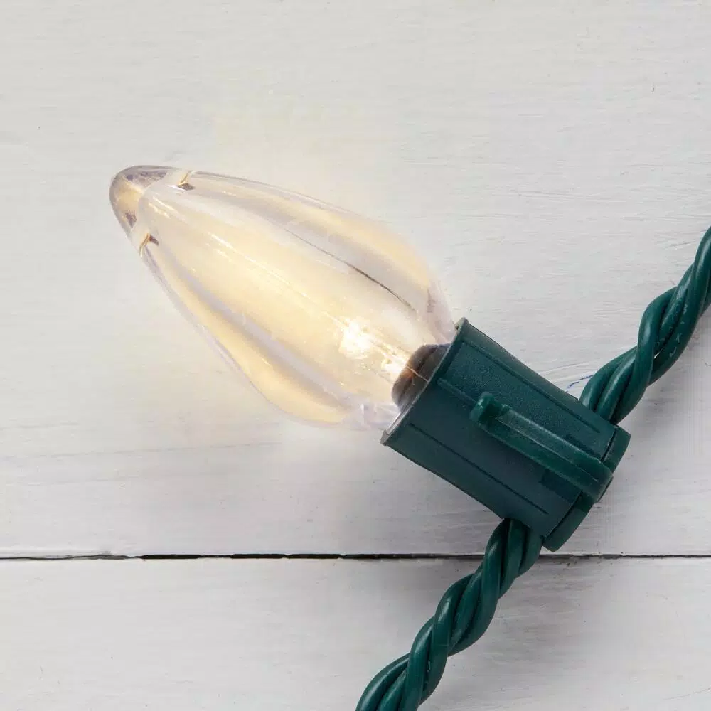 Home Accents Holiday 50 Light C9 LED Smooth Warm White Super Bright Constant On Light String (Set of 2)
