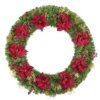 Home Accents Holiday 48 in. Burgundy Poinsettia Mixed Pine Wreath with Berries, Gold Glitter Cedar and Pinecone