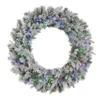Home Accents Holiday 30 in. Starry Light Flocked Pine LED Prelit Wreath with 50-Lights and Timer