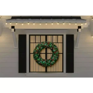 Home Accents Holiday 36 in. Christmas Bright Pre-lit LED Artificial Spruce Wreath with Red,Green, and Cool White Lights