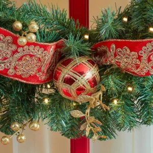 Home Accents Holiday 30 in Royal Easton Battery Operated Pine LED Pre-Lit Artificial Wreath with Timer