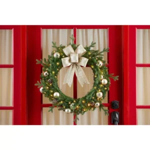 Home Accents Holiday 30 in. St. Germain Battery Operated Pre-Lit LED Artificial Christmas Wreath