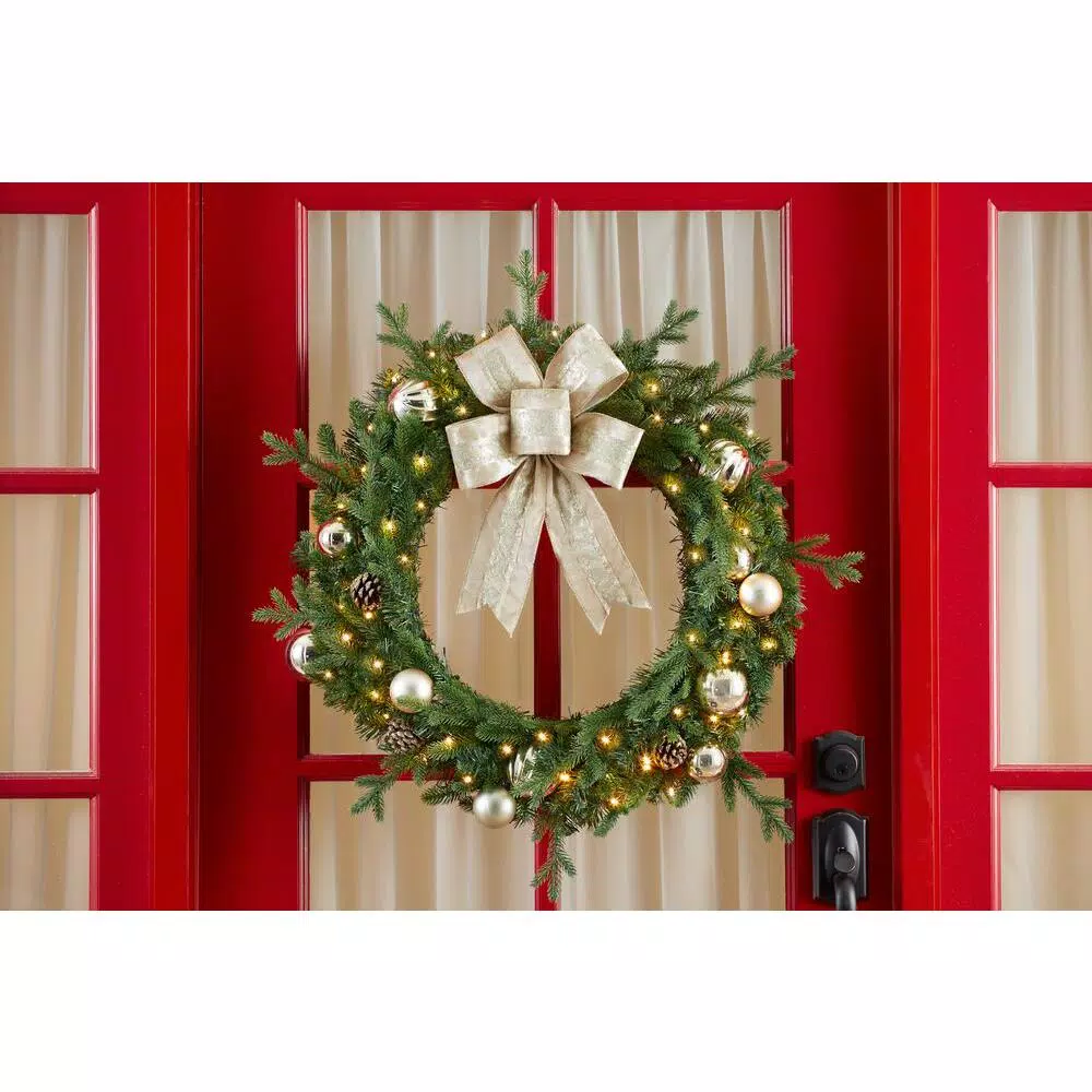 Home Accents Holiday 30 in. St. Germain Battery Operated Pre-Lit LED Artificial Christmas Wreath