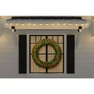 Home Accents Holiday 48 in. Dia Green Pre-Lit Incandescent Light Norwood Fir Artificial Christmas Wreath with 200-Lights