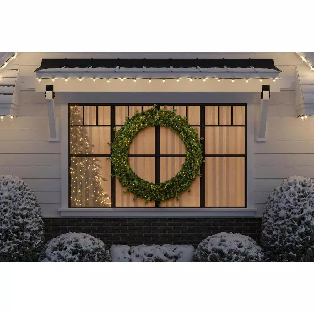 Home Accents Holiday 60 in. Jackson Prelit Artificial Wreath with 300-Low Voltage LED Micro Dot Lights
